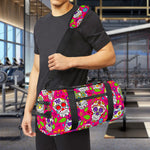 Pink Sugar Skull Pattern Print Gym Bag