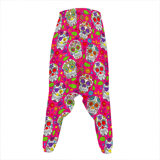 Pink Sugar Skull Pattern Print Hammer Pants