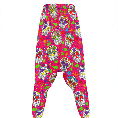 Pink Sugar Skull Pattern Print Hammer Pants
