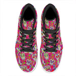 Pink Sugar Skull Pattern Print High Top Leather Sneakers