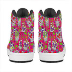 Pink Sugar Skull Pattern Print High Top Leather Sneakers
