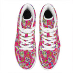 Pink Sugar Skull Pattern Print High Top Leather Sneakers
