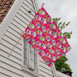 Pink Sugar Skull Pattern Print House Flag