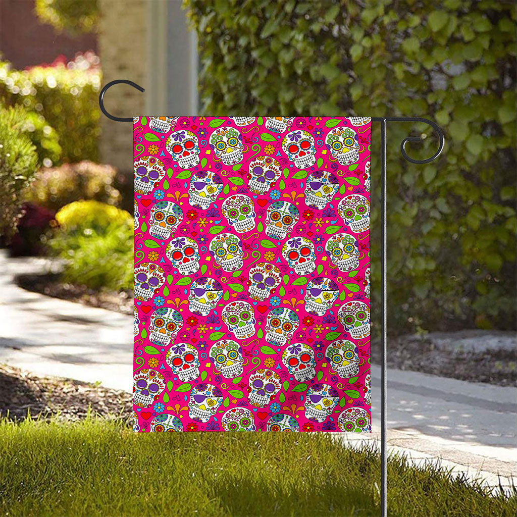 Pink Sugar Skull Pattern Print House Flag
