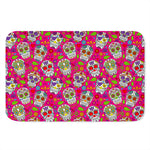 Pink Sugar Skull Pattern Print Indoor Door Mat