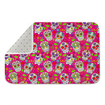 Pink Sugar Skull Pattern Print Indoor Door Mat