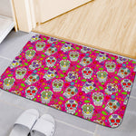 Pink Sugar Skull Pattern Print Indoor Door Mat