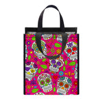 Pink Sugar Skull Pattern Print Insulated Lunch Tote