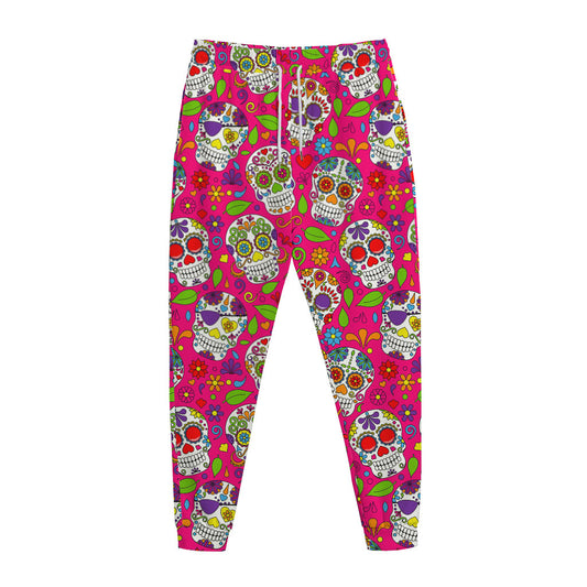 Pink Sugar Skull Pattern Print Jogger Pants