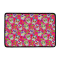 Pink Sugar Skull Pattern Print Kitchen Mat