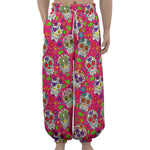 Pink Sugar Skull Pattern Print Lantern Pants