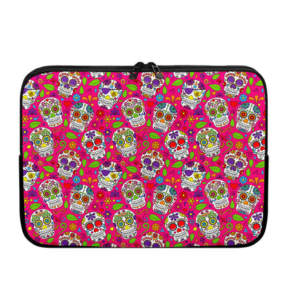 Pink Sugar Skull Pattern Print Laptop Sleeve