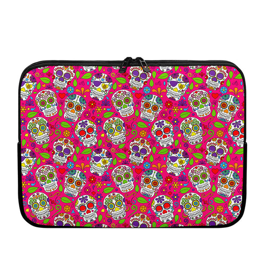 Pink Sugar Skull Pattern Print Laptop Sleeve