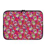 Pink Sugar Skull Pattern Print Laptop Sleeve