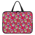Pink Sugar Skull Pattern Print Laptop Sleeve With Handle