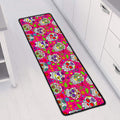 Pink Sugar Skull Pattern Print Long Kitchen Mat