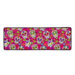 Pink Sugar Skull Pattern Print Long Kitchen Mat