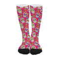 Pink Sugar Skull Pattern Print Long Socks