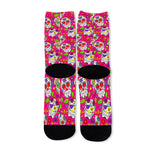 Pink Sugar Skull Pattern Print Long Socks