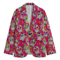Pink Sugar Skull Pattern Print Men's Blazer