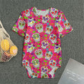 Pink Sugar Skull Pattern Print Men's Bodysuit