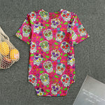 Pink Sugar Skull Pattern Print Men's Bodysuit