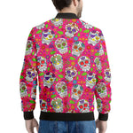 Pink Sugar Skull Pattern Print Men's Bomber Jacket