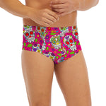 Pink Sugar Skull Pattern Print Men's Briefs