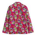 Pink Sugar Skull Pattern Print Men's Cotton Blazer