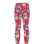 Pink Sugar Skull Pattern Print Men's leggings