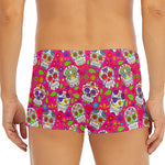 Pink Sugar Skull Pattern Print Men's Short Boxer Briefs
