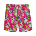 Pink Sugar Skull Pattern Print Men's Athletic Shorts