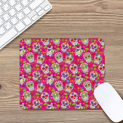 Pink Sugar Skull Pattern Print Mouse Pad