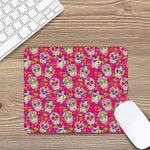 Pink Sugar Skull Pattern Print Mouse Pad