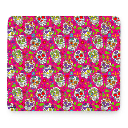 Pink Sugar Skull Pattern Print Mouse Pad