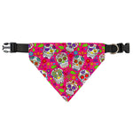 Pink Sugar Skull Pattern Print Over The Collar Dog Bandana