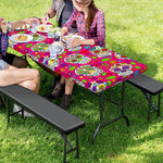 Pink Sugar Skull Pattern Print Picnic Table Cover