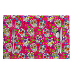 Pink Sugar Skull Pattern Print Placemat