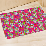 Pink Sugar Skull Pattern Print Polyester Doormat