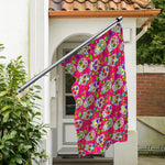Pink Sugar Skull Pattern Print Polyester Flag