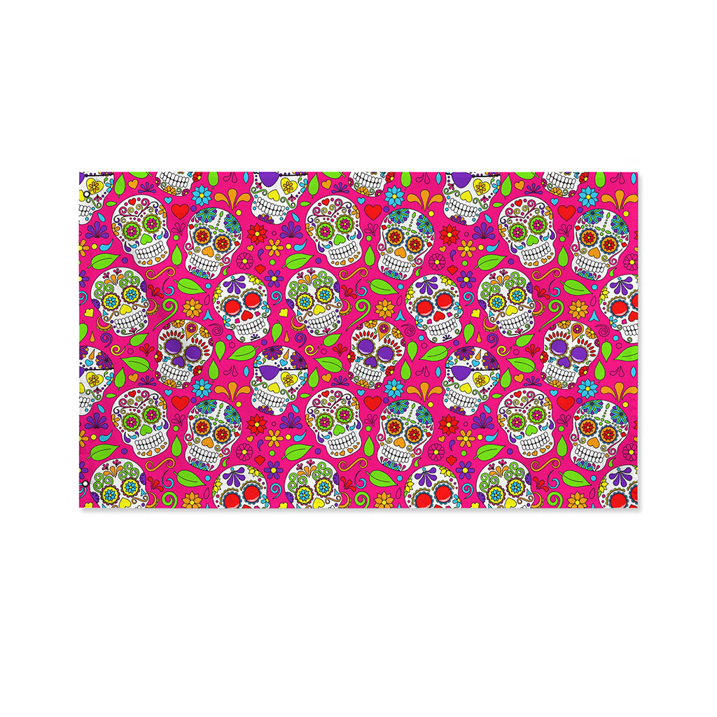 Pink Sugar Skull Pattern Print Polyester Flag