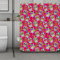 Pink Sugar Skull Pattern Print Polyester Shower Curtain
