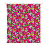 Pink Sugar Skull Pattern Print Polyester Shower Curtain