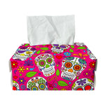 Pink Sugar Skull Pattern Print Rectangle Tissue Box Cover
