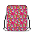 Pink Sugar Skull Pattern Print Rectangular Crossbody Bag