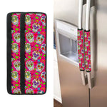 Pink Sugar Skull Pattern Print Refrigerator Handle Covers