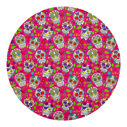 Pink Sugar Skull Pattern Print Round Blanket