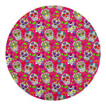 Pink Sugar Skull Pattern Print Round Blanket