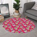 Pink Sugar Skull Pattern Print Round Rug