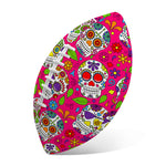 Pink Sugar Skull Pattern Print Rugby Ball